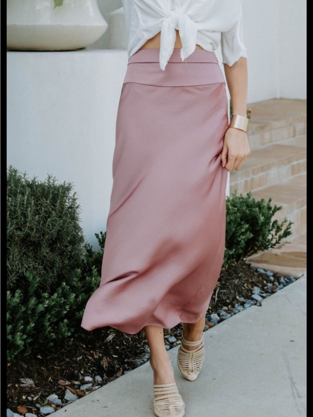 Free People High Waist Satin Midi Skirt Women’s 10 Dusty Rose